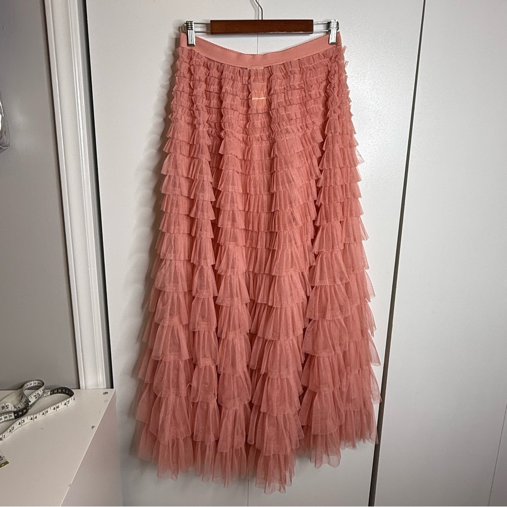 Free People Intimately Return of the Ruffle Maxi Slip Skirt Rosebush Medium NWT - Picture 8 of 10